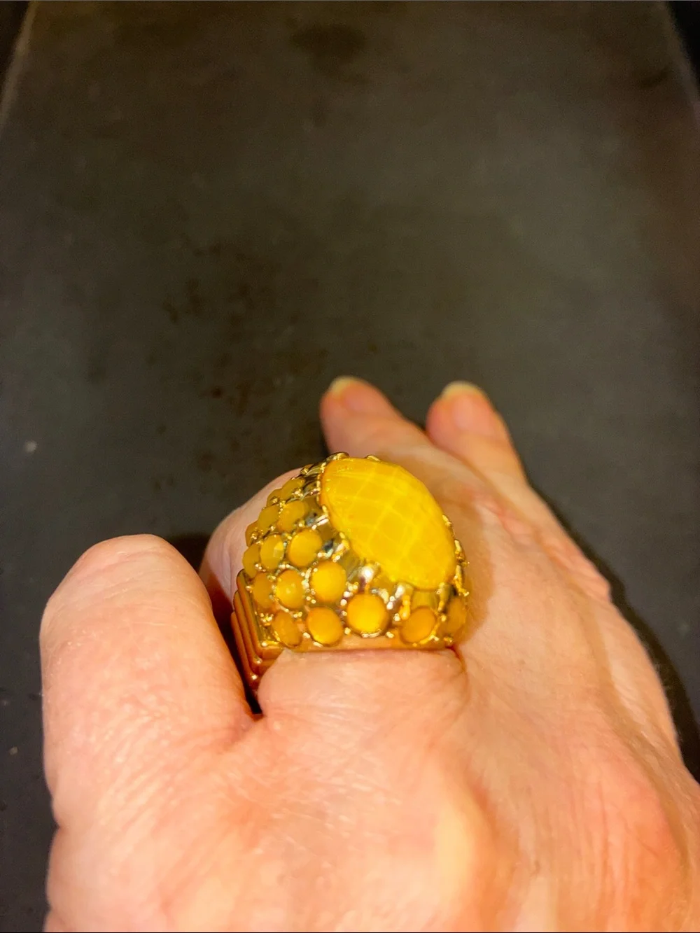 Yellow Opal Statement Stretch Ring